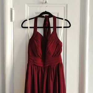 Azazie Veronica Halter Floor-length Chiffon Bridesmaid Dress in Cabernet.